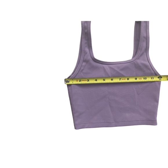 TnAction Aritzia Purple Ribbed Square Neck Crop Top Tank Womens Size 2XS Active - Picture 6 of 6